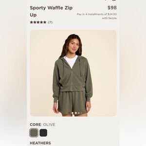 Nuuds sporty waffle zip up size L new in bag olive